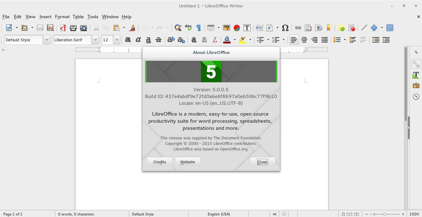 LibreOffice 5 installation